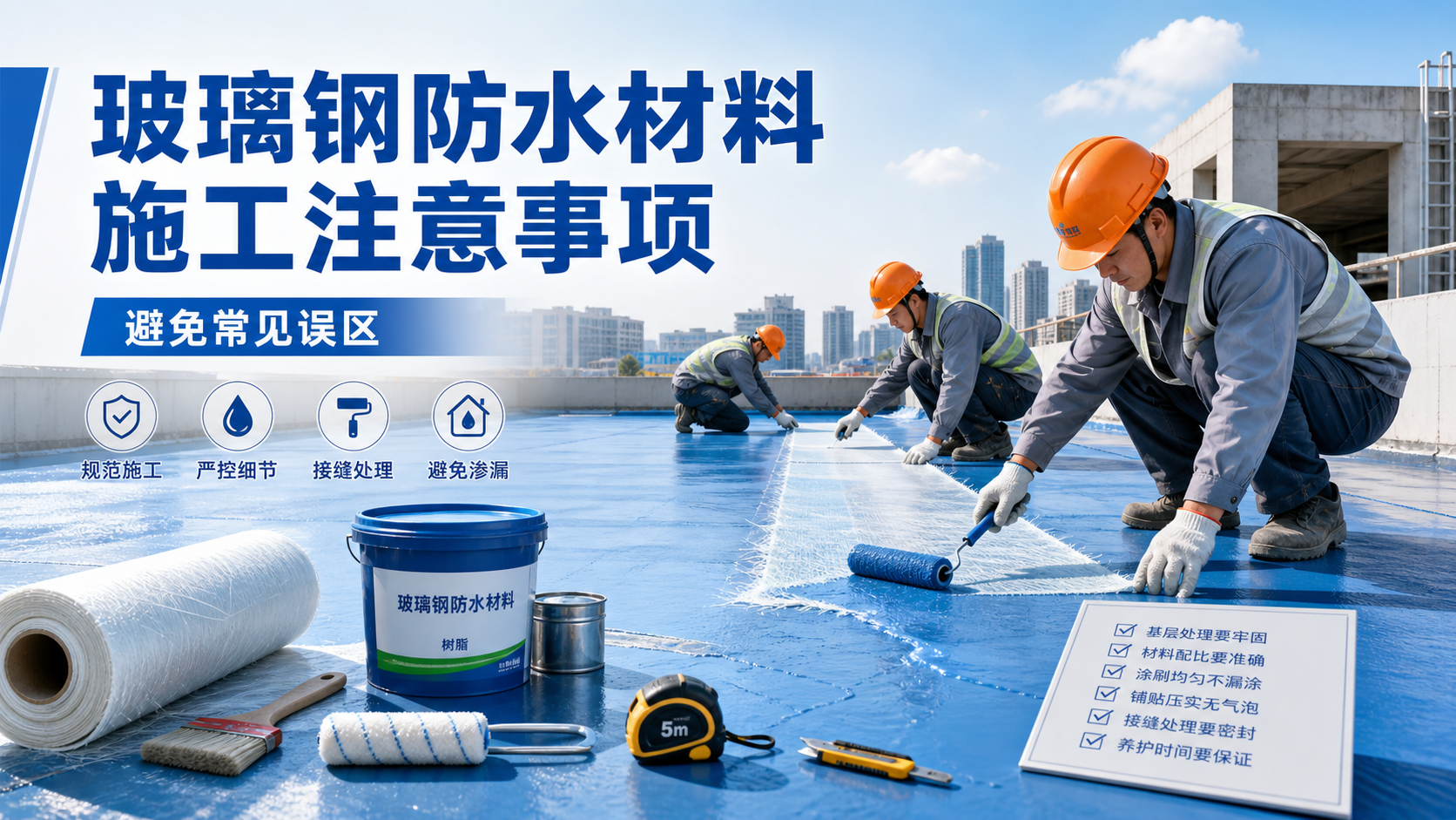 玻璃钢防水材料施工注意事项,避免常见误区 乌兰察布 版